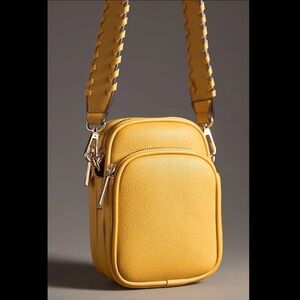 Mali + Lili X Anthropologie Whipstitched Josephine Crossbody Bag Yellow NEW